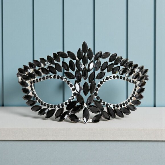 Silver masquerade mask, Black Crystal Mask, Cosplay Mask, Party Masquerade Mask - Picture 7 of 8